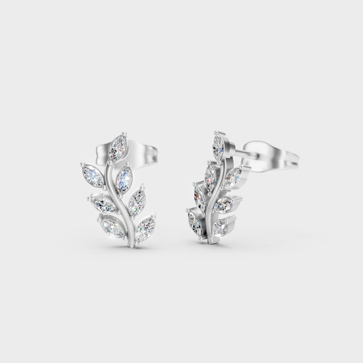 GLI Certified 0.34 Ct TW Marquise-Cut Lab-Grown Diamond Stud Earrings In 14K White Gold